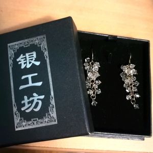 Artisan sterling silver swarovski earrings